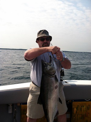 beard man caught a big fish